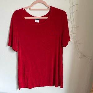 Slinky fabric red short sleeve top vintage 90s